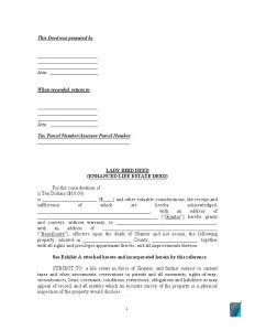 Free Lady Bird Deed Form Enhanced Life Estate Deed