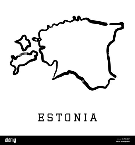 Estonia Map Outline Smooth Country Shape Map Vector Stock Vector