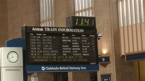 Amtrak Train Information Board In Philadelphia 30th Street Station