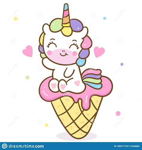 Illustrator Of Cute Unicorn Vector With Icecream Nursery Decoration