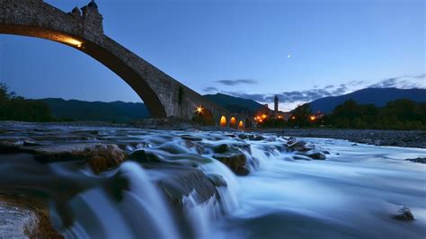 Waterfalls Under The Bridge Nature Landscape Bridge Water Hd