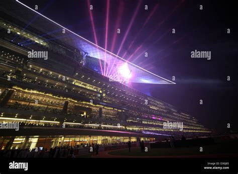 Dubai United Arab Emirates A Laser Show At The Grandstand Of The