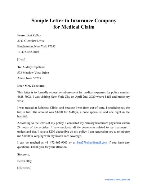 Sample Letter To Insurance Company For Medical Claim Fill Out Sign