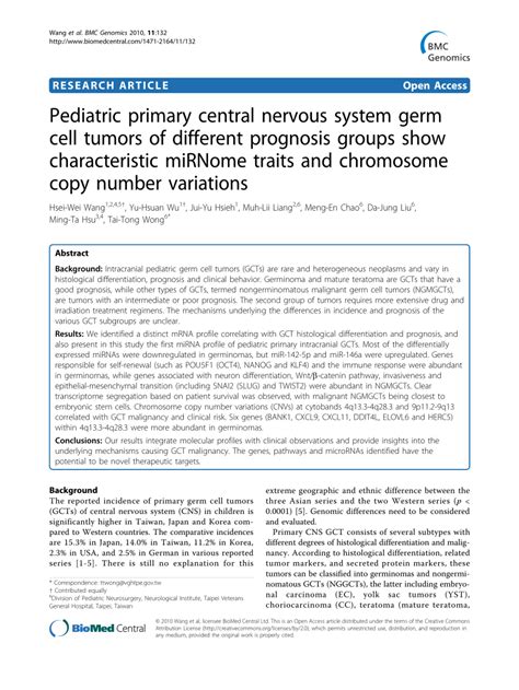 Pdf Pediatric Primary Central Nervous System Germ Cell Tumors Of