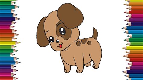 How To Draw A Baby Dog Step By Step Cartoon Puppy Drawing Easy