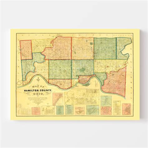 Vintage Map Of Hamilton County Ohio 1856 By Teds Vintage Art
