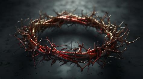 Bloodstained Crown Of Thorns 犠牲と救済の強力なシンボル 生成 Ai が宗教的イメージの力を解き放つ プレミアム写真