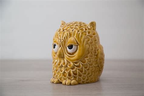 Owl Money Bank Vintage Ceramic Sleepy Owl Piggy Bank Coin Bank
