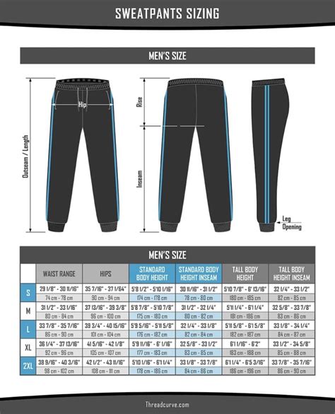 Large Sweatpants Size Chart