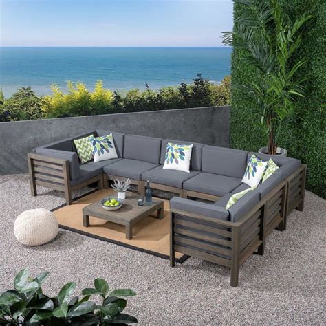 Seaham 9 Piece Teak Sectional Seating Group With Cushions Outdoor