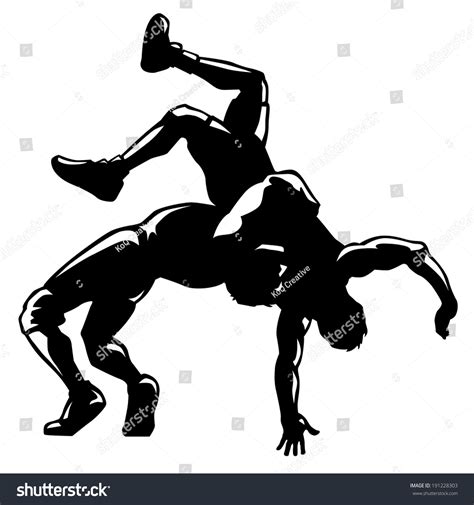 Download Wrestlers Vector Silhouette Single Black Color Stock Vector 191228303 - Shutterstock