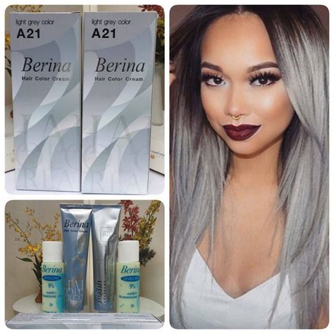 2 Boxes Berina A21 Light Grey Silver Color Permanent Hair Dye Color