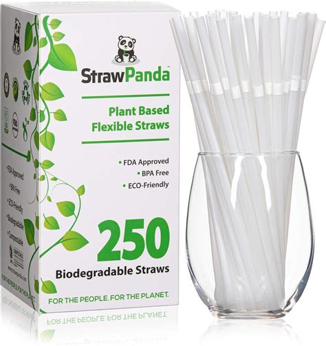 Biodegradable Plant Based Drinking Straws By Strawpanda 250 Pack 100