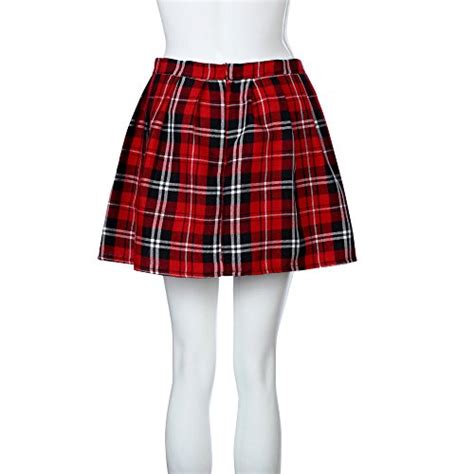 Womens Plaid Skirt School Uniform Pleated Flare A Line Casual Mini