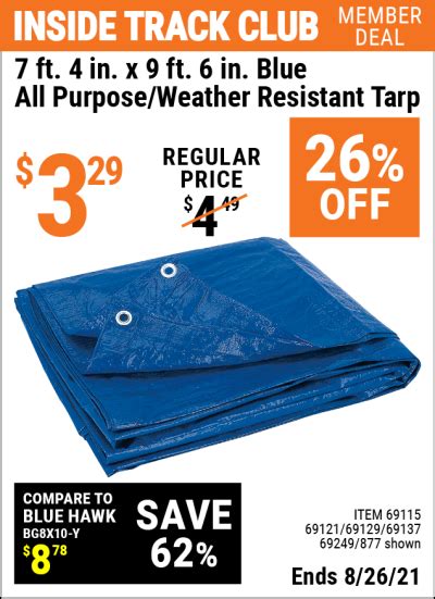 Hft 7 Ft 4 In X 9 Ft 6 In Blue All Purposeweather Resistant Tarp