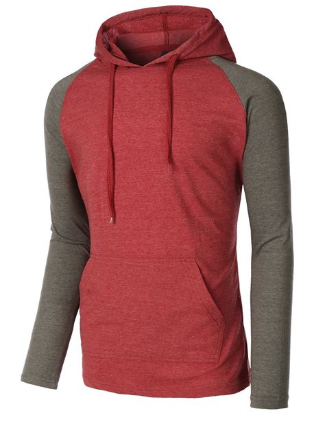 Mens Color Block Raglan Hoodie Shirt Clearance Hoodie Shirt