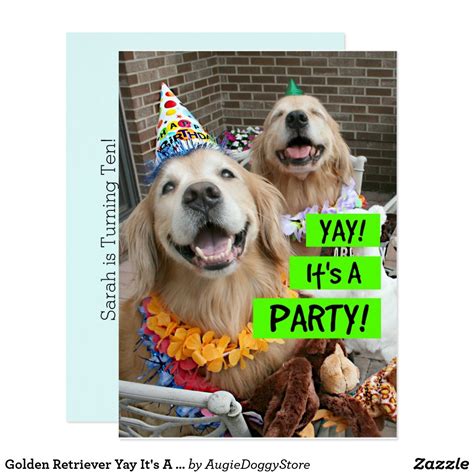 The labrador retriever not only loves kids, they enjoy the commotion they bring with them. Golden Retriever Yay It's A Party Invitation | Zazzle.com | Karate birthday party invitations ...
