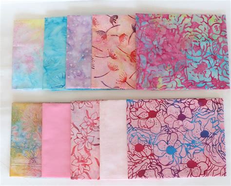 10 Piece Batik Fat Quarter Bundle Floral Batiks 100 Etsy Uk