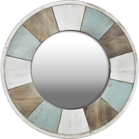 Firstime And Co Medium Round Aged Teal Shabby White Natural Wood French