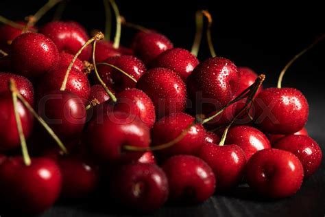Selective Focus Of Red Ripe Cherries Stock Image Colourbox