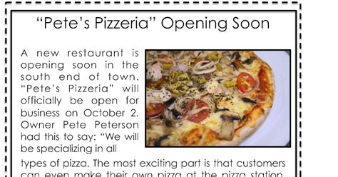 © cambridge university press 2021. LECTURE et QUESTIONS "Pete's Pizzeria" | English Curie