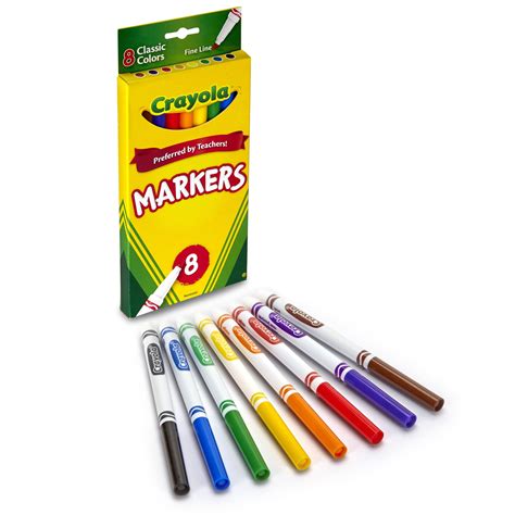 Crayola Original Formula Markers Fine Tip 8 Classic Colors Per Box