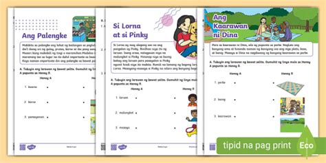 Pagbasa Filipino Reading Comprehension Worksheets For