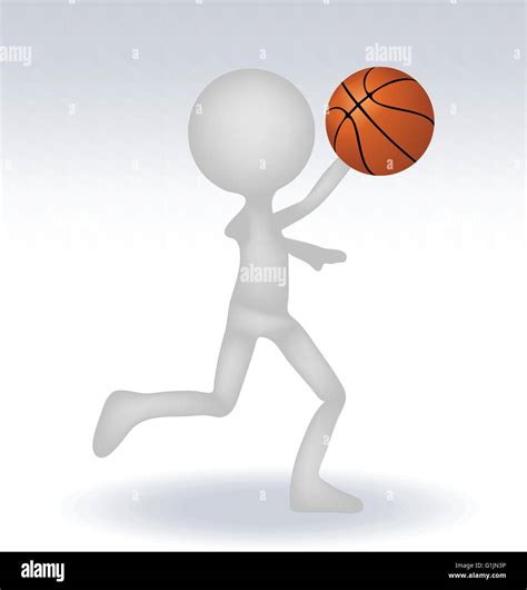 3d Human Basketball Player With Ball On White Background Stock Vector