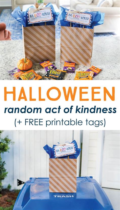 Halloween Random Act Of Kindness With Free Printable Tags On The Front