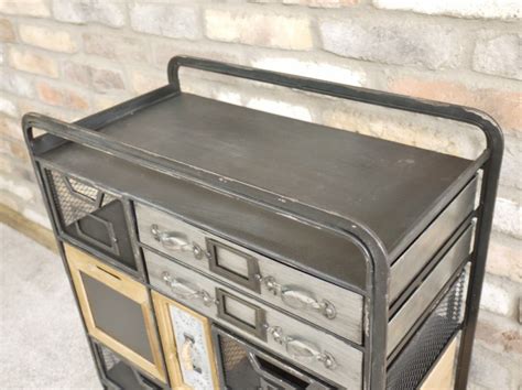 Industrial Side Cabinet Vintage Storage Furniture Rustic Metal Chest
