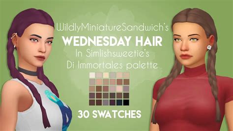 Sims 4 Wednesday Addams Hair Cc