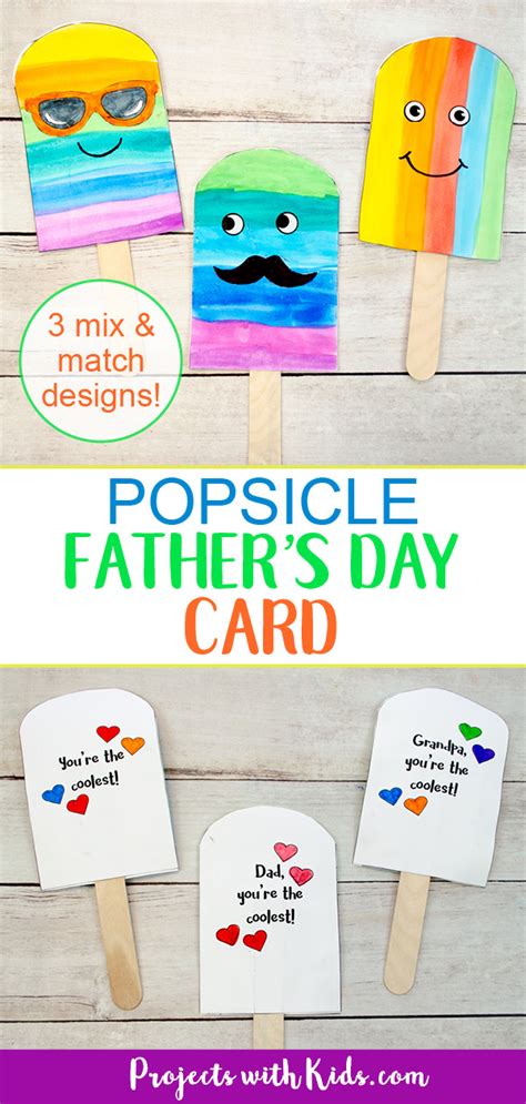 Easy Popsicle Fathers Day Card Craft With Printable Projects With Kids