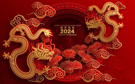 Happy Chinese New Year 2024 The Dragon Zodiac Sign Eps Free Download