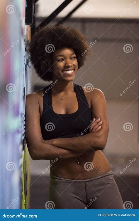Black Woman After A Workout At The Gym Stock Image Image Of Healthy