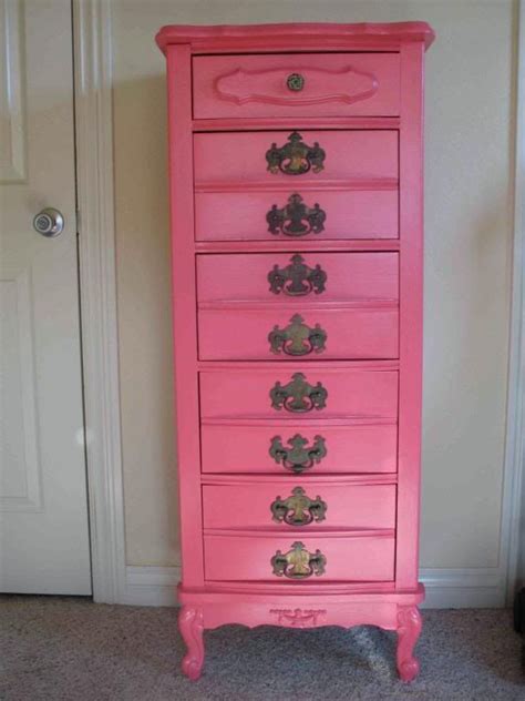 Also called a semainier, lingerie chests are tall and skinny chests traditionally used for small articles of clothing, such as lingerie. Refurnished tall dresser + bright neon color = up-to-date ...