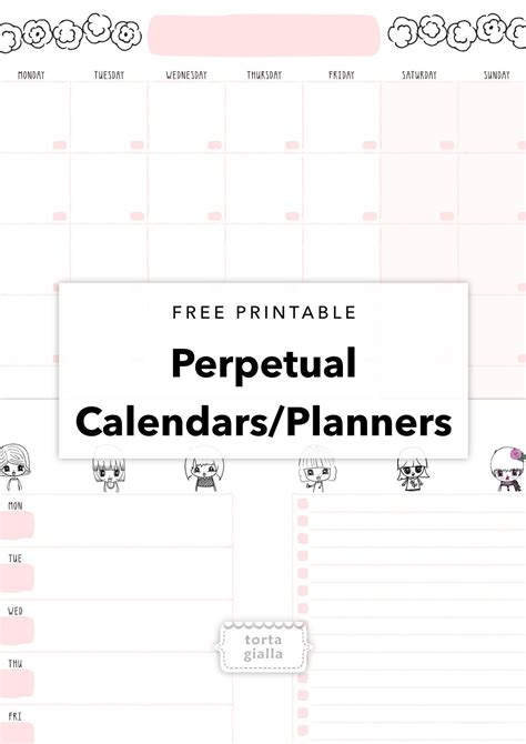 Free Printable Calendar Planner Pages Perpetual Calendar Diy Diy