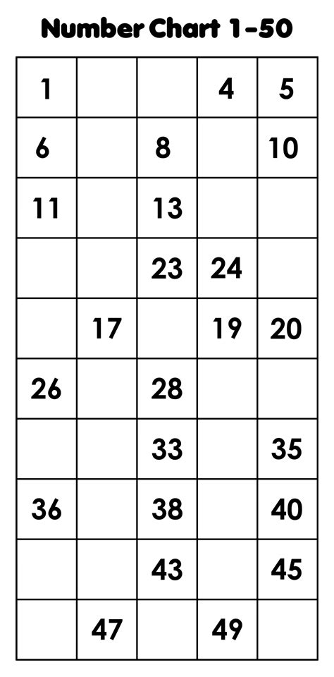 10 Best Printable Number Grid 1 50 Pdf For Free At Printablee Number