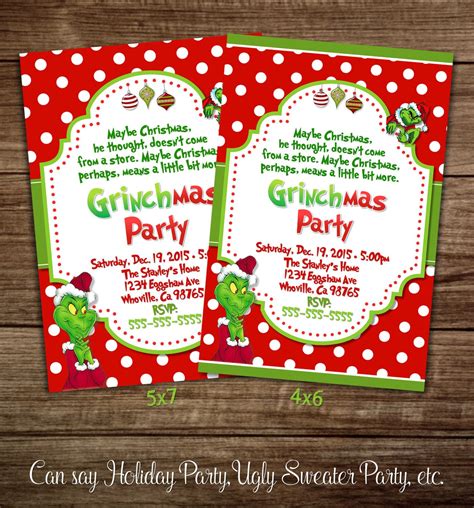 Christmas Party Invitations, Grinch Party Invitations, Christmas Invitations, Grinch Stole ...