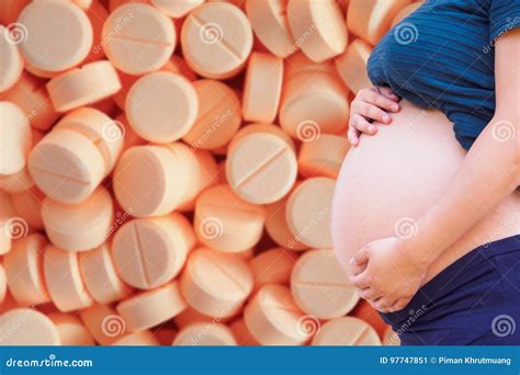 Pregnant Woman With Medication Tablets And Pills Stock Image Image Of Closeup Pills 97747851
