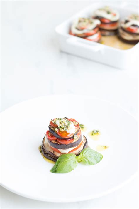 Mediterranean Eggplant Tomato And Mozzarella Stacks Recipe