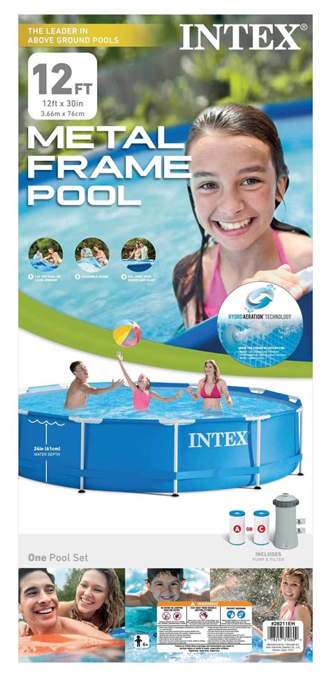 Intex 12ft X 30in Metal Frame Set Above Ground Swimming