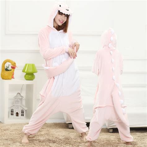 Pink Dinosaur Onesie For Women Men Costume Onesies Pajamas Halloween