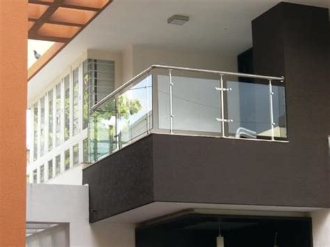Sturdy safety handrail side floor mounted railing balustrade. Stainless Steel Balcony Design Toughened Glass Handrails, SS Handrail, स्टेनलेस स्टील हैंडरेल ...