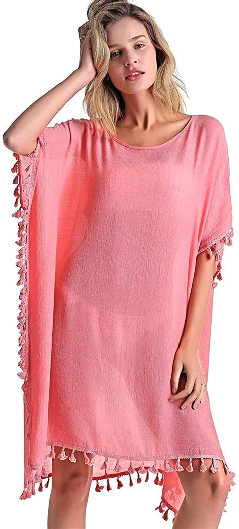 Eicolorte Women S Swimsuit Cover Ups Bathing Suit Tassel Kaftan Beach