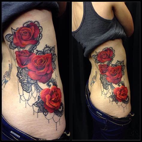 Deviantart More Like Roses And Lace Tattoo By Gregoriokun