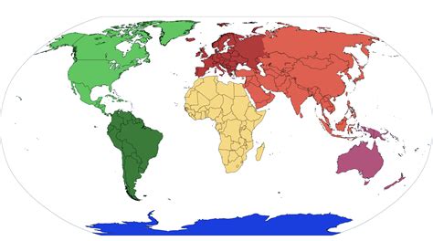 Mapamundi Con Nombres De Los Continentes