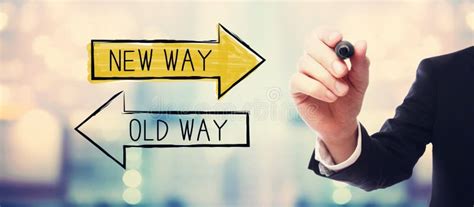 Old Way Or New Way With Businessman Stock Photo Image Of Person Road