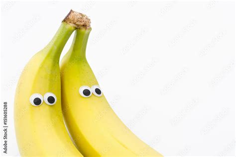 Bananas With Googly Eyes On White Background Banana Face Stock Photo