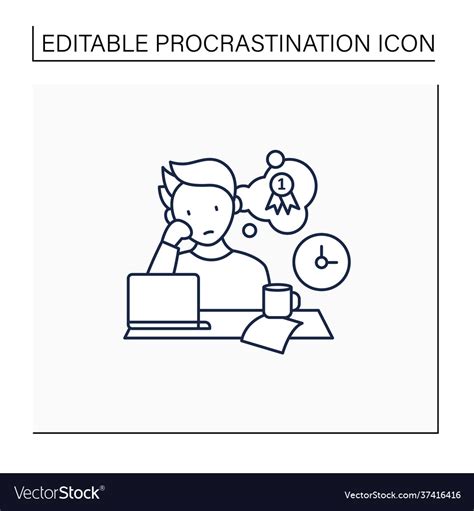 Procrastinator Dreamer Line Icon Royalty Free Vector Image