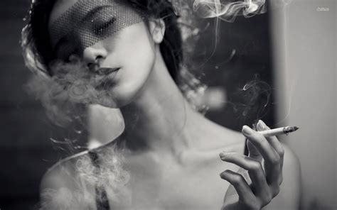 Wallpaper Women Closed Eyes Asian Smoking Cigarettes Dress